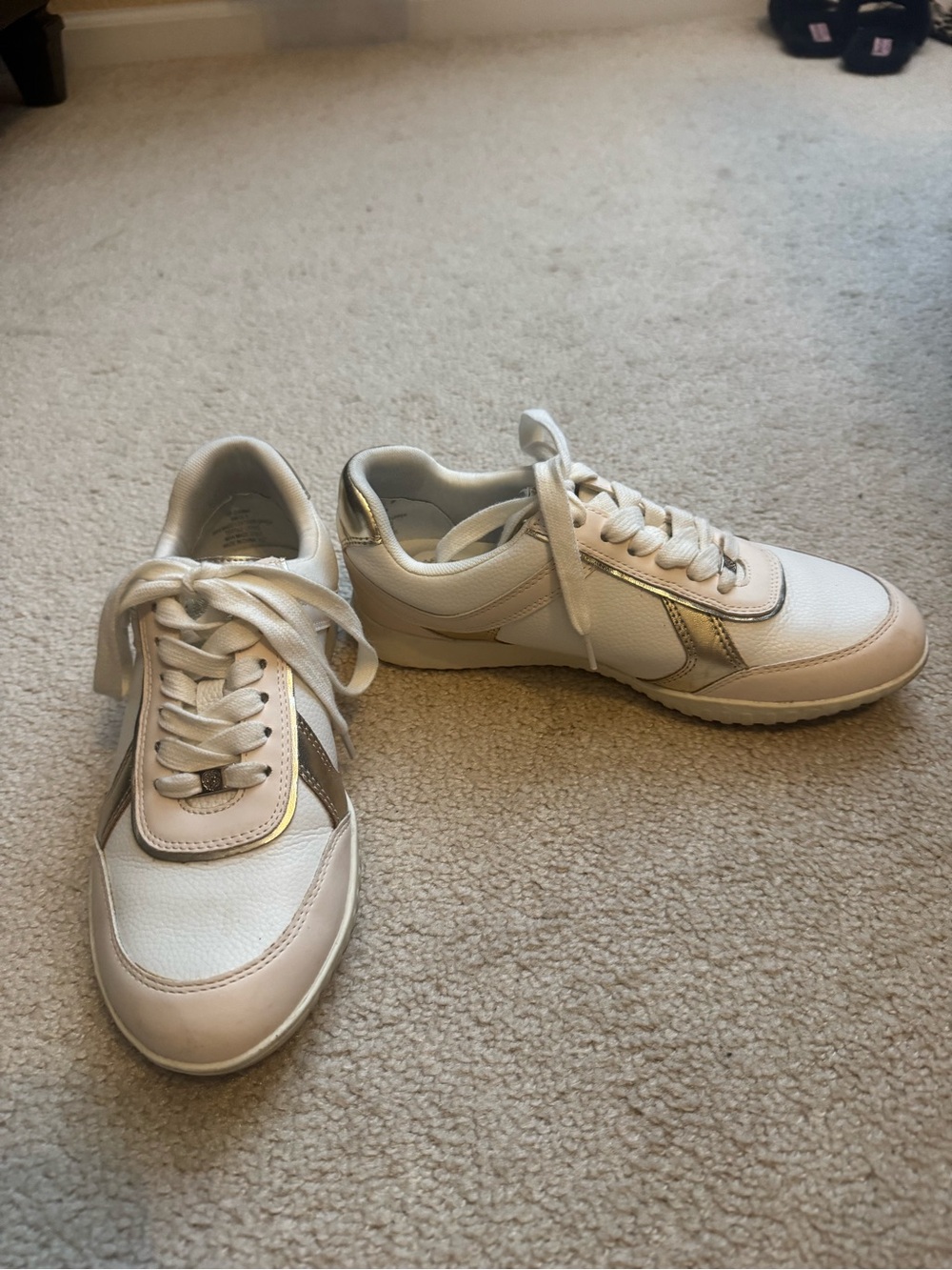 Women’s White and Gold Casual Sneakers
